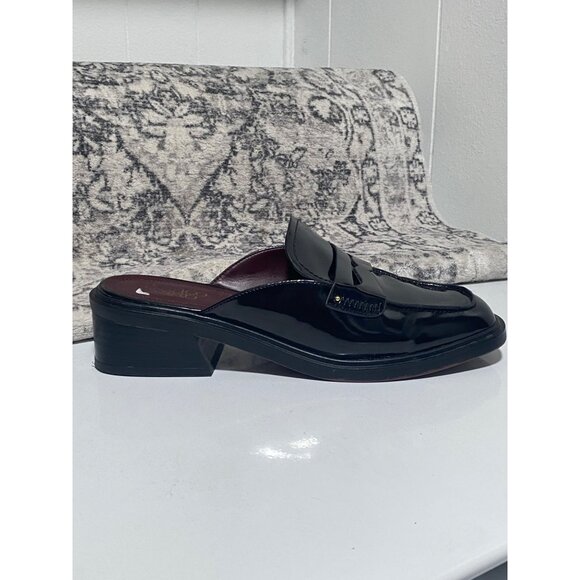 Franco Sarto GENNY Penny Loafer Mule in Black Patent Size  7 - Picture 2 of 7